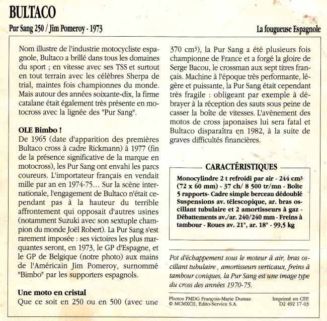 Les BULTACO de cross