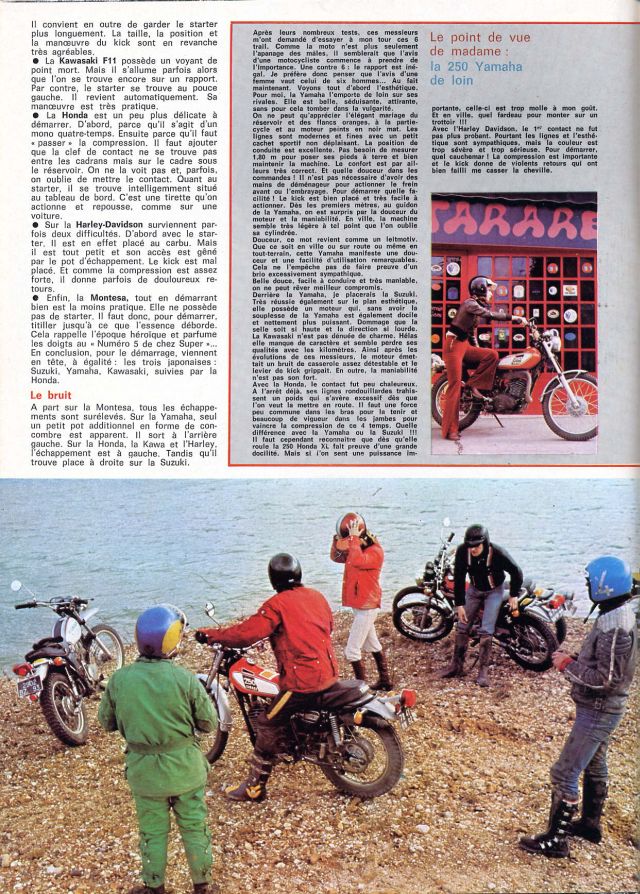 Comparatifs 125 trails 1974 / 1975 / 1976