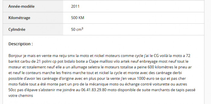 Du charabia sur Le Bon Coin ...