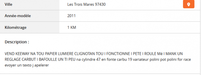 Du charabia sur Le Bon Coin ...