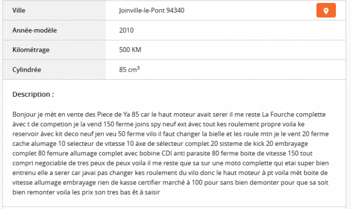 Du charabia sur Le Bon Coin ...
