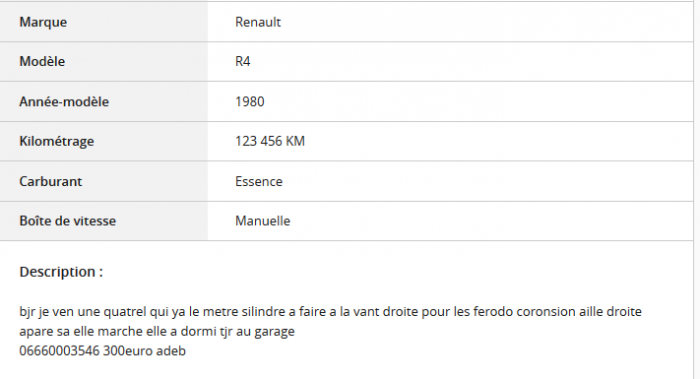 Du charabia sur Le Bon Coin ...