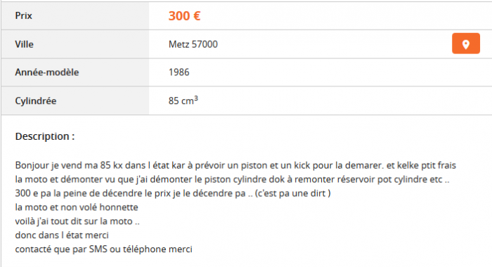 Du charabia sur Le Bon Coin ...