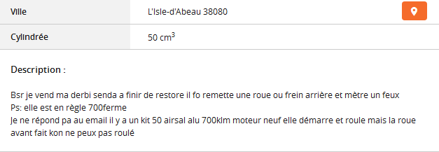 Du charabia sur Le Bon Coin ...