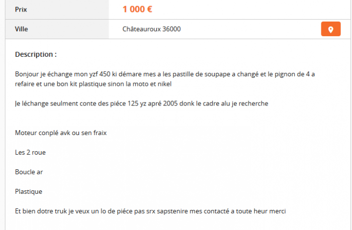 Du charabia sur Le Bon Coin ...