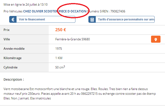 Du charabia sur Le Bon Coin ...
