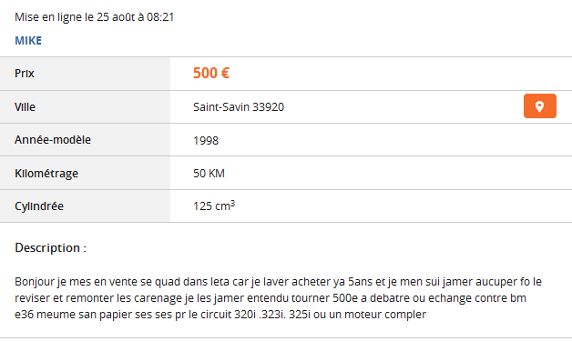 Du charabia sur Le Bon Coin ...