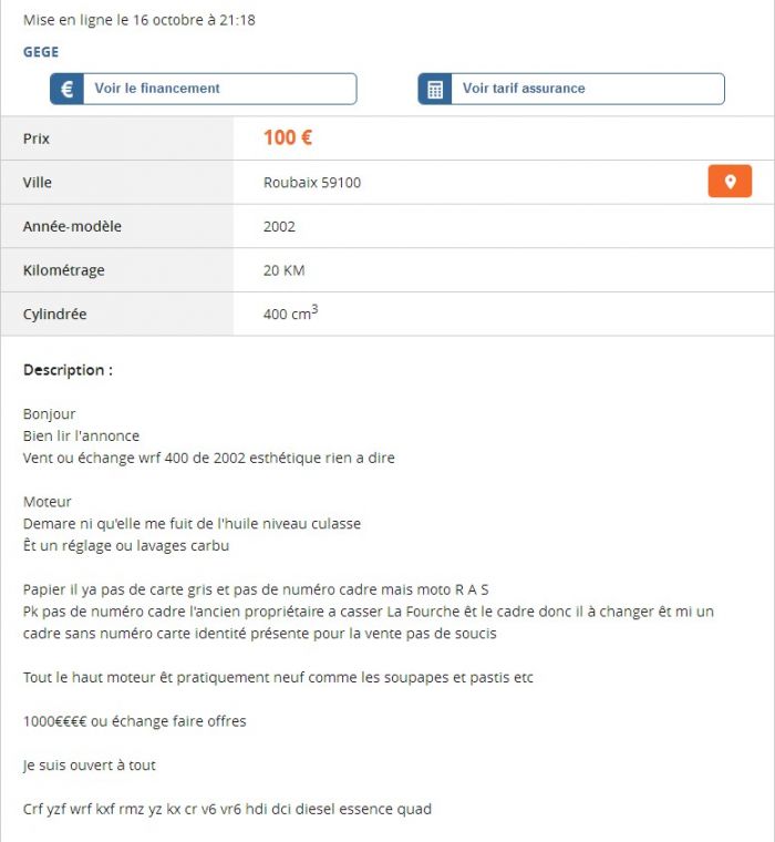 Du charabia sur Le Bon Coin ...