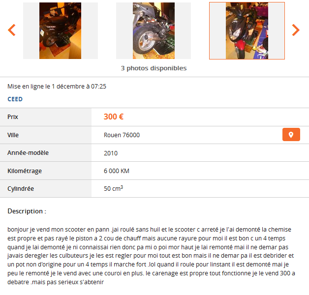 Du charabia sur Le Bon Coin ...