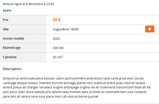 Du charabia sur Le Bon Coin ...