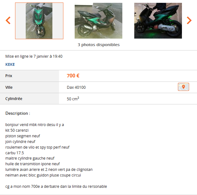 Du charabia sur Le Bon Coin ...
