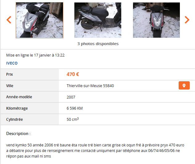 Du charabia sur Le Bon Coin ...