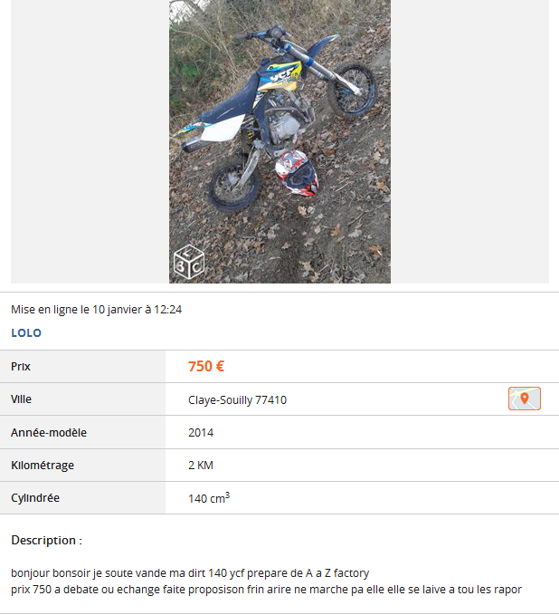 Du charabia sur Le Bon Coin ...