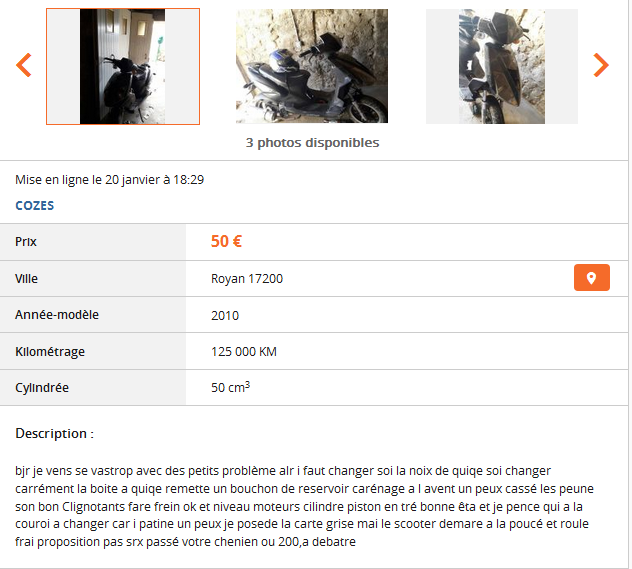 Du charabia sur Le Bon Coin ...
