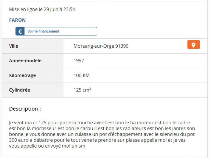 Du charabia sur Le Bon Coin ...