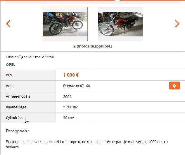 Du charabia sur Le Bon Coin ...