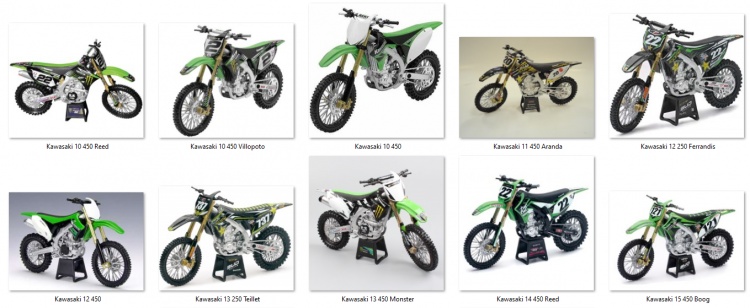 motos vertes miniatures / maquettes