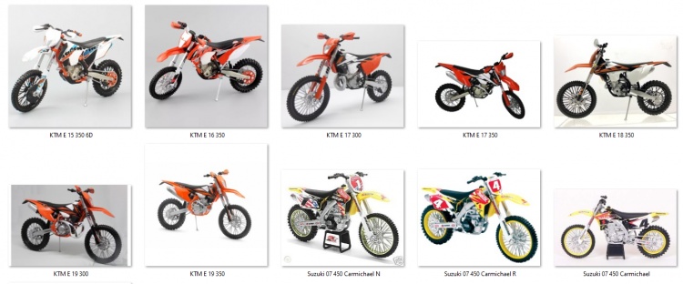 motos vertes miniatures / maquettes